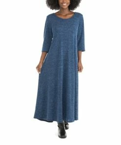 Outlet ❤️ Shoreline Blue Three-Quarter Sleeve Maxi 👗 Dress - 👩 Women 👍