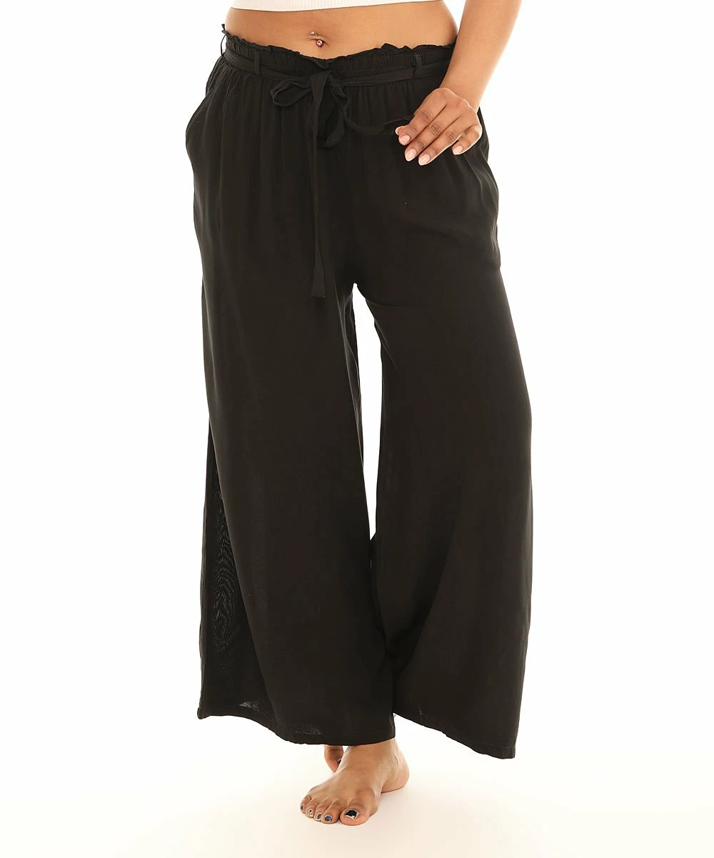 Best Sale π Shoreline Black Belted Wide-Leg Pants - Plus π - Image 2