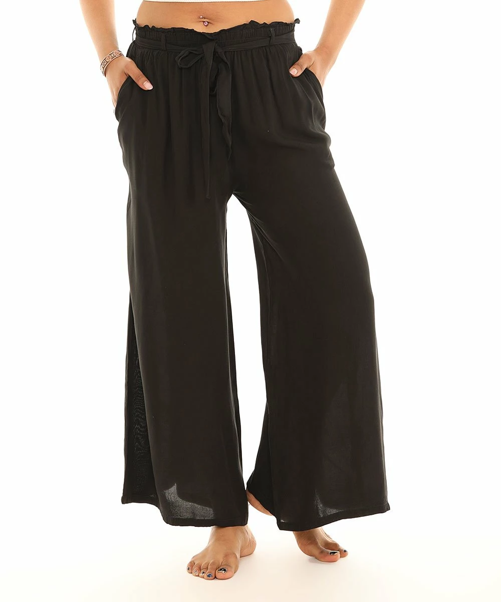 Best Sale π Shoreline Black Belted Wide-Leg Pants - Plus π