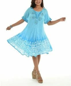 Brand new 👍 Shoreline Blue Floral Tie-Dye Shift 👗 Dress - 👩 Women & Plus 😉