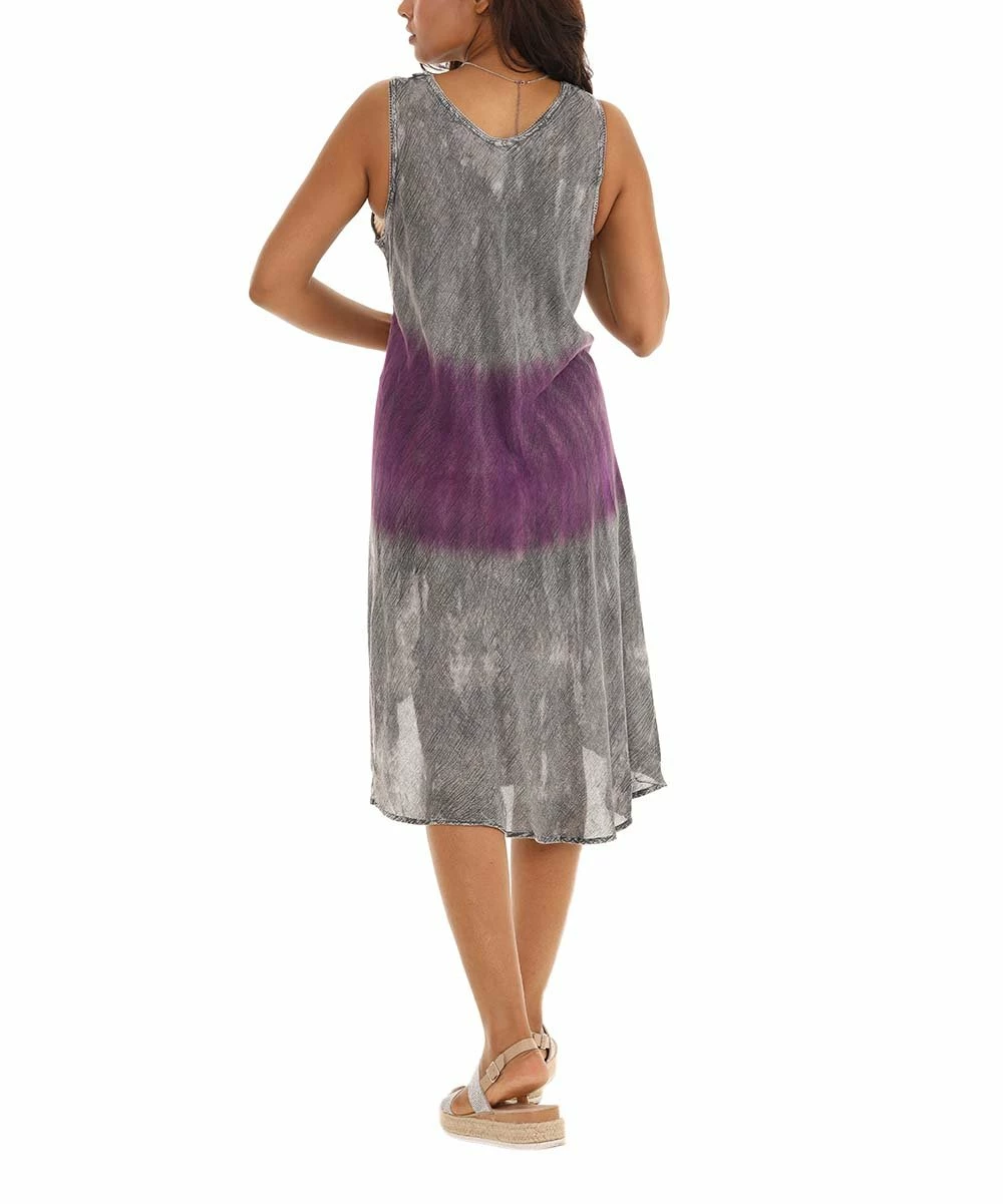 Flash Sale π Shoreline Pink & Gray Tie-Dye Sleeveless Midi π Dress - π© Women & Plus βοΈ - Image 2