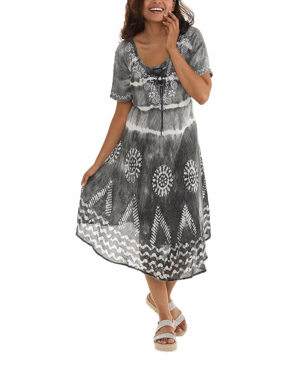 Discount β¨ Shoreline Gray Tie-Dye Short-Sleeve π Dress - π© Women & Plus π - Image 2