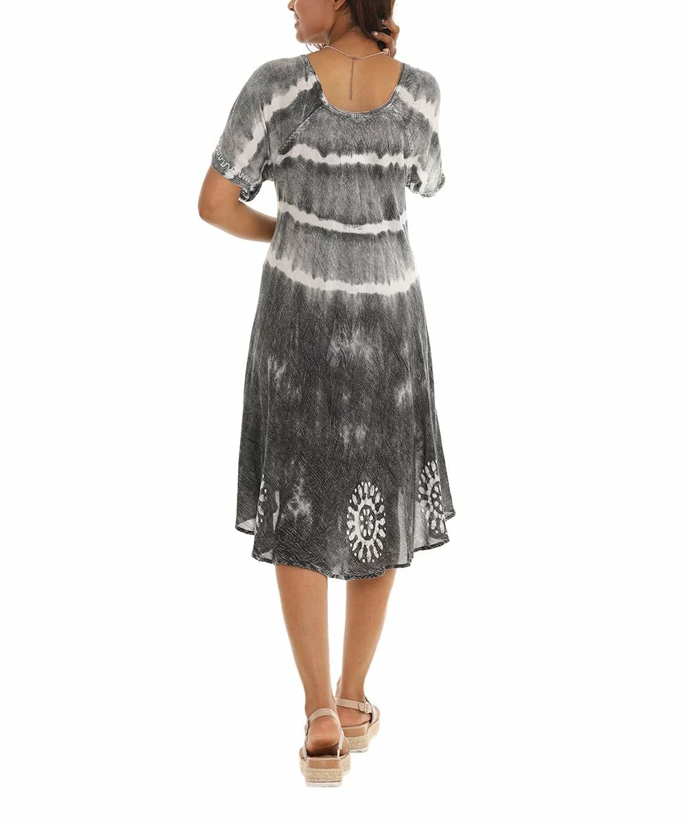 Discount β¨ Shoreline Gray Tie-Dye Short-Sleeve π Dress - π© Women & Plus π - Image 3