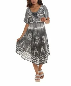 Discount ✨ Shoreline Gray Tie-Dye Short-Sleeve 👗 Dress - 👩 Women & Plus 🎁