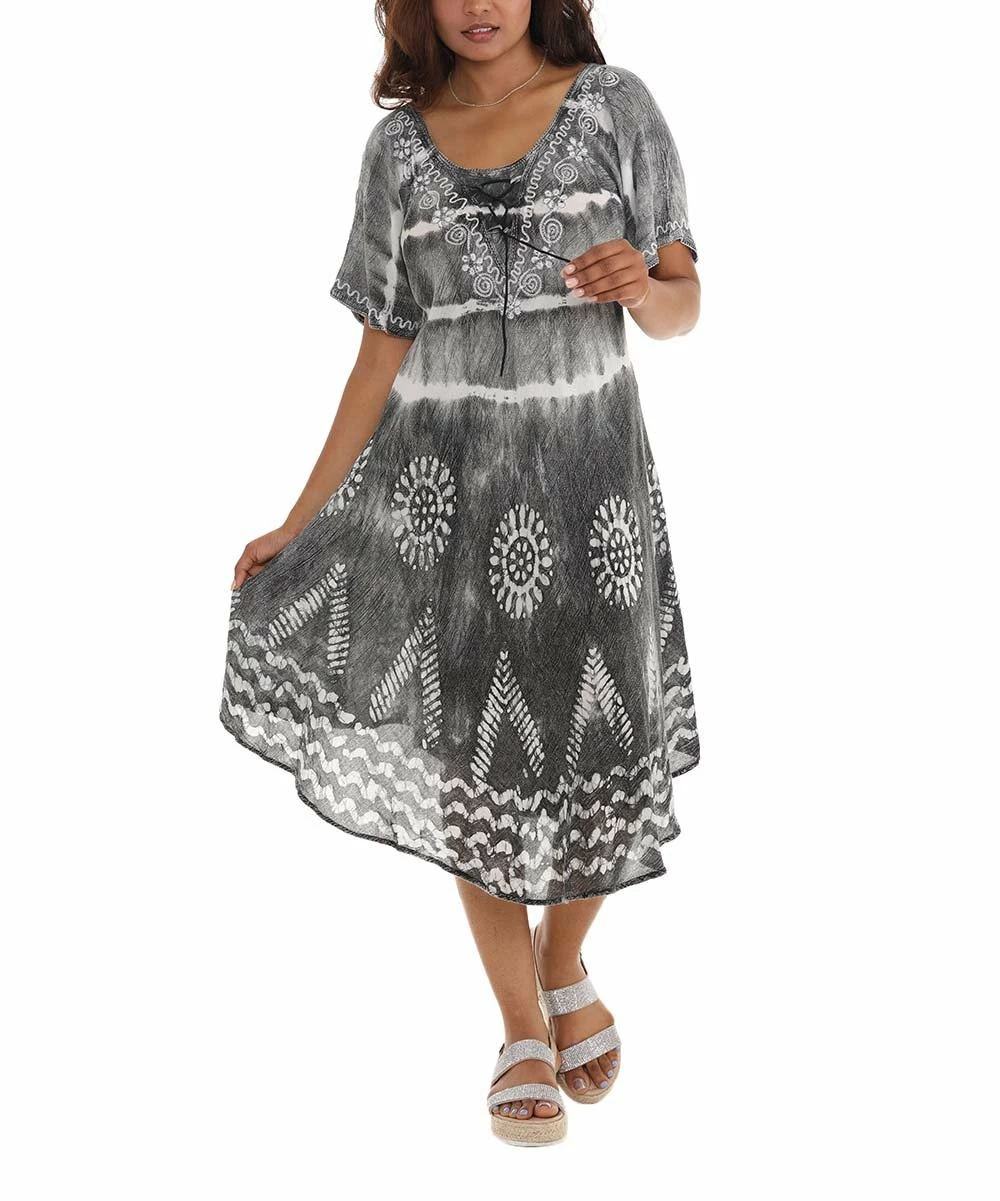 Discount β¨ Shoreline Gray Tie-Dye Short-Sleeve π Dress - π© Women & Plus π