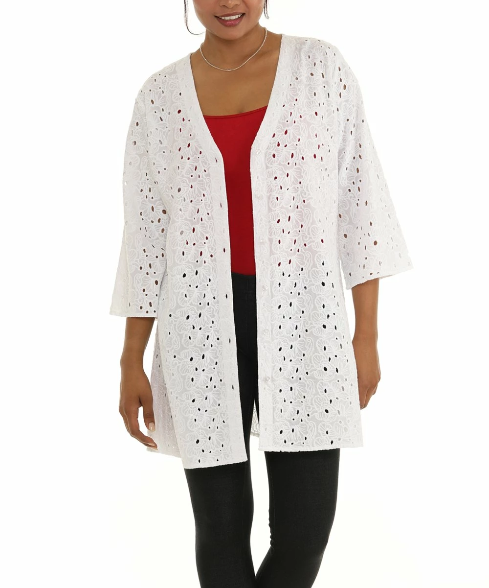 Best deal π₯° Shoreline White Eyelet Button-Up Tunic - π© Women & Plus π - Image 3