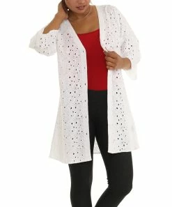 Best deal 🥰 Shoreline White Eyelet Button-Up Tunic - 👩 Women & Plus 👏