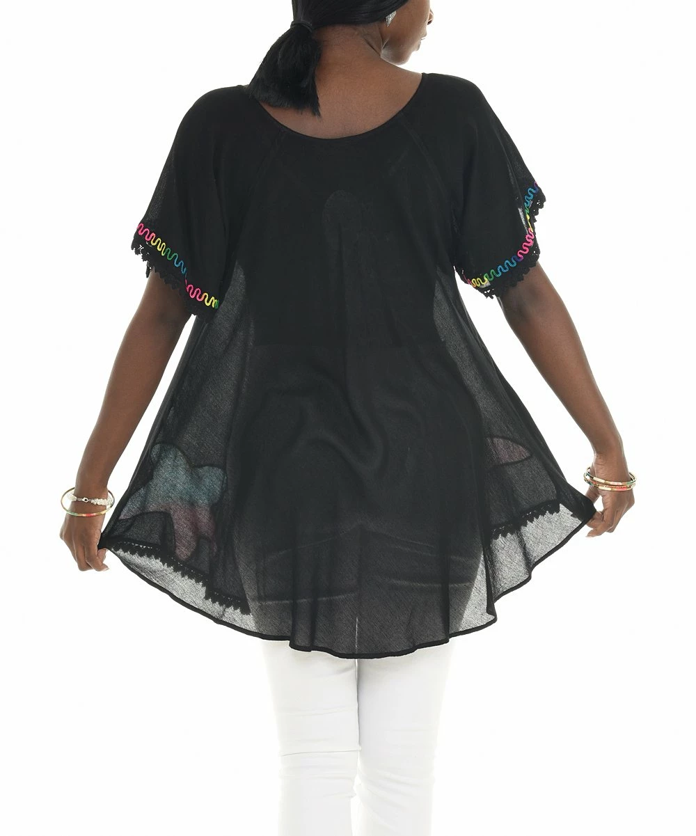 New β€οΈ Shoreline Ebony Stars Lace-Trim Short-Sleeve Tunic - Plus β€οΈ - Image 2