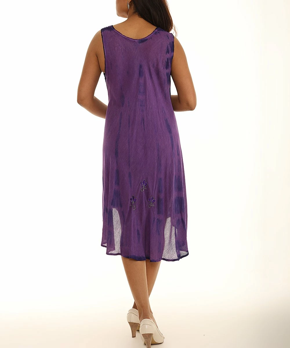 Deals π Shoreline Purple Embroidered Scoop Neck Sleeveless π Dress - Plus π - Image 4