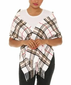 Best reviews of ❤️ Shoreline White Plaid Cashmere-Blend Scarf - 👩 Women ❤️