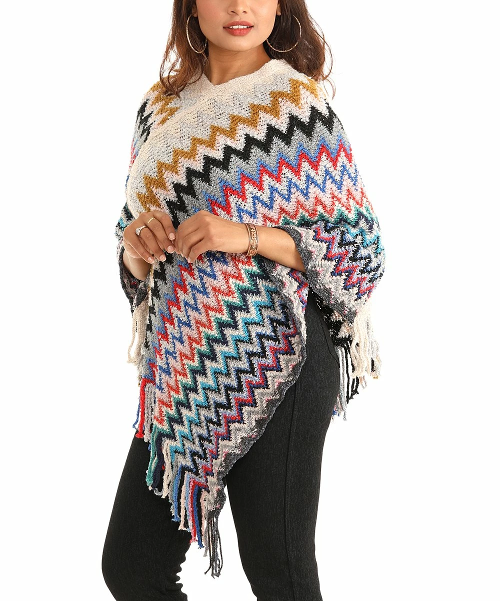 Flash Sale π Shoreline Pink & White Chevron Stripe Fringe-Hem Poncho - π© Women & Plus β - Image 3
