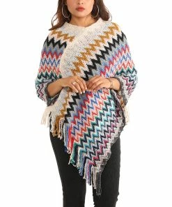 Flash Sale π Shoreline Pink & White Chevron Stripe Fringe-Hem Poncho - π© Women & Plus β