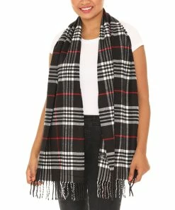 Wholesale 🔥 Shoreline Black Plaid Cashmere-Blend Scarf - 👩 Women 💯