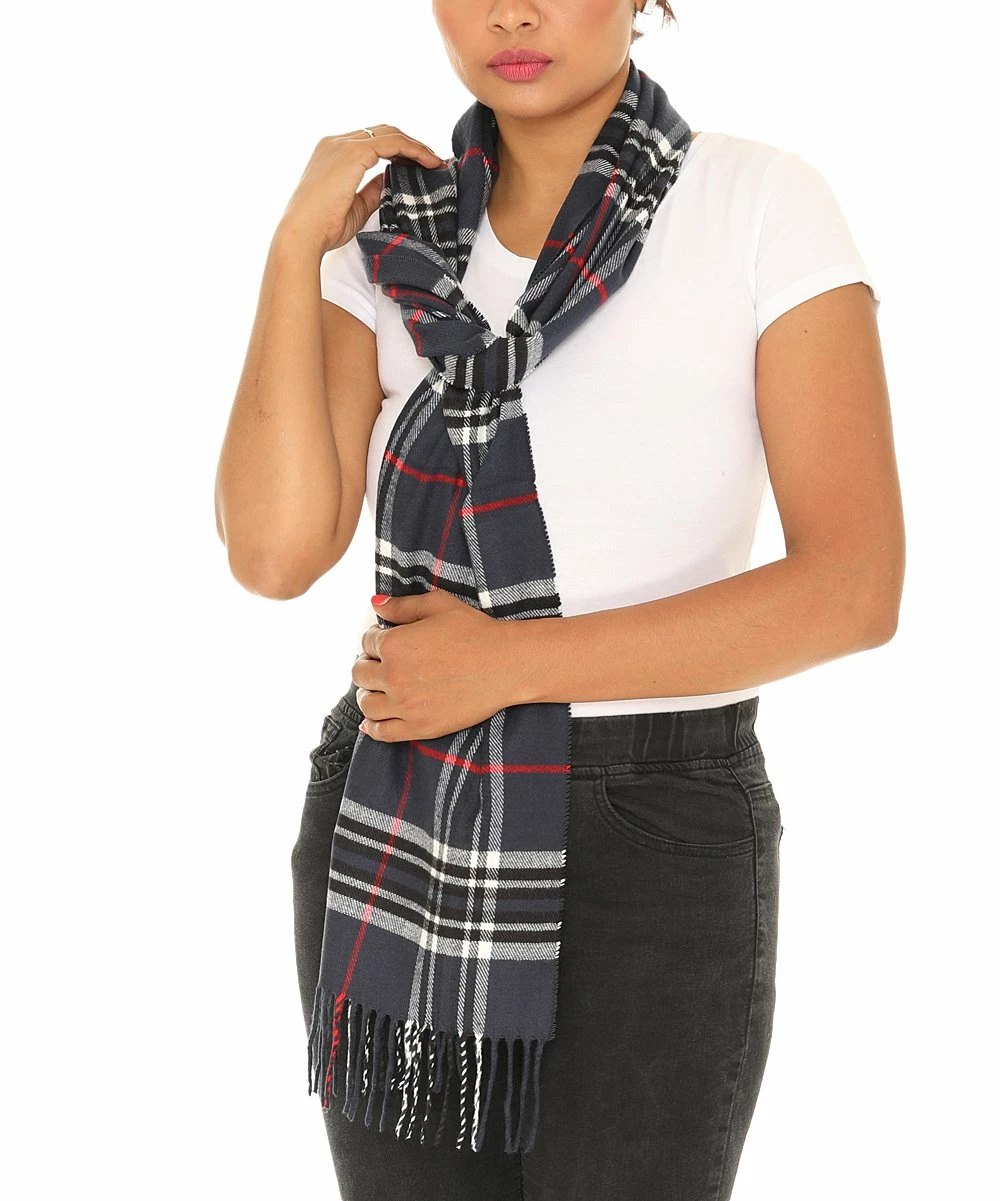 Outlet π₯ Shoreline Navy Plaid Cashmere-Blend Scarf - π© Women π - Image 3