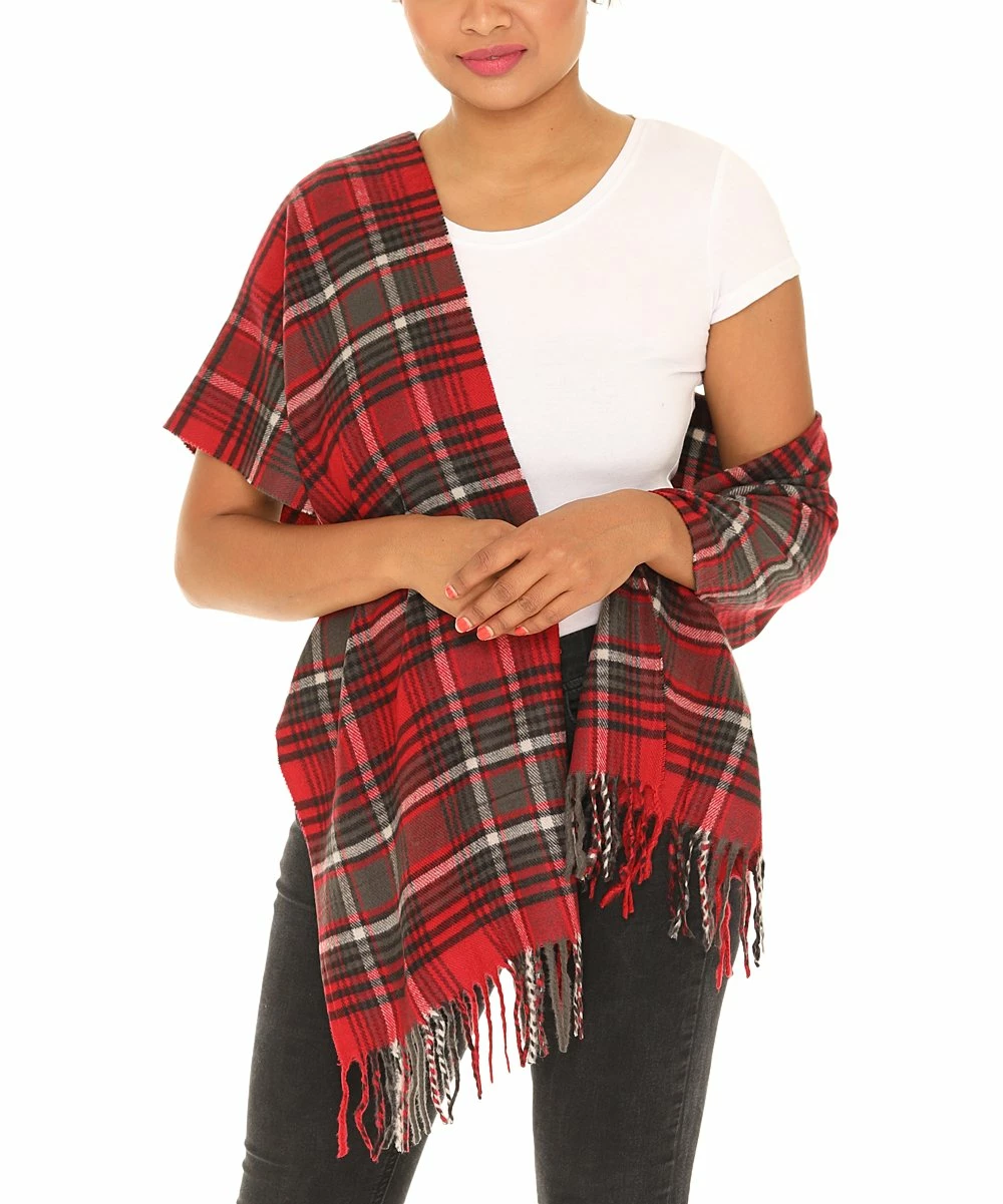New π₯° Shoreline Red Plaid Cashmere-Blend Scarf - π© Women π€© - Image 2