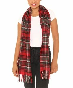 New 🥰 Shoreline Red Plaid Cashmere-Blend Scarf - 👩 Women 🤩
