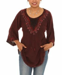 Brand new β Shoreline Burgundy Scoop Neck Lace-Accent Top - Plus π